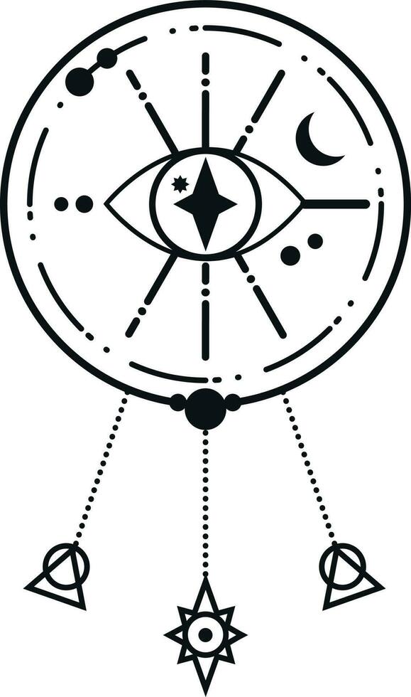Abstract geometric magical shape. Abstract mysterious symbol. Creative dreamcatcher. Isolated on white vector