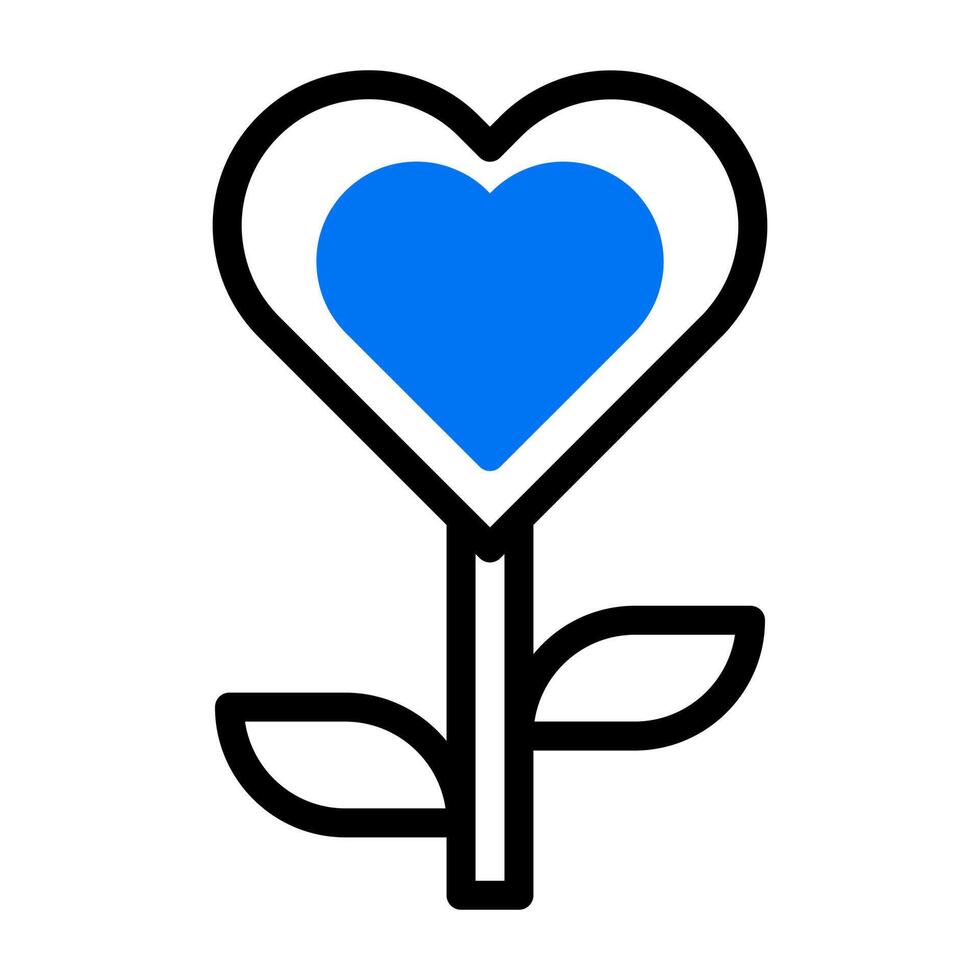 flor amor icono duotono azul negro color madre día símbolo ilustración. vector