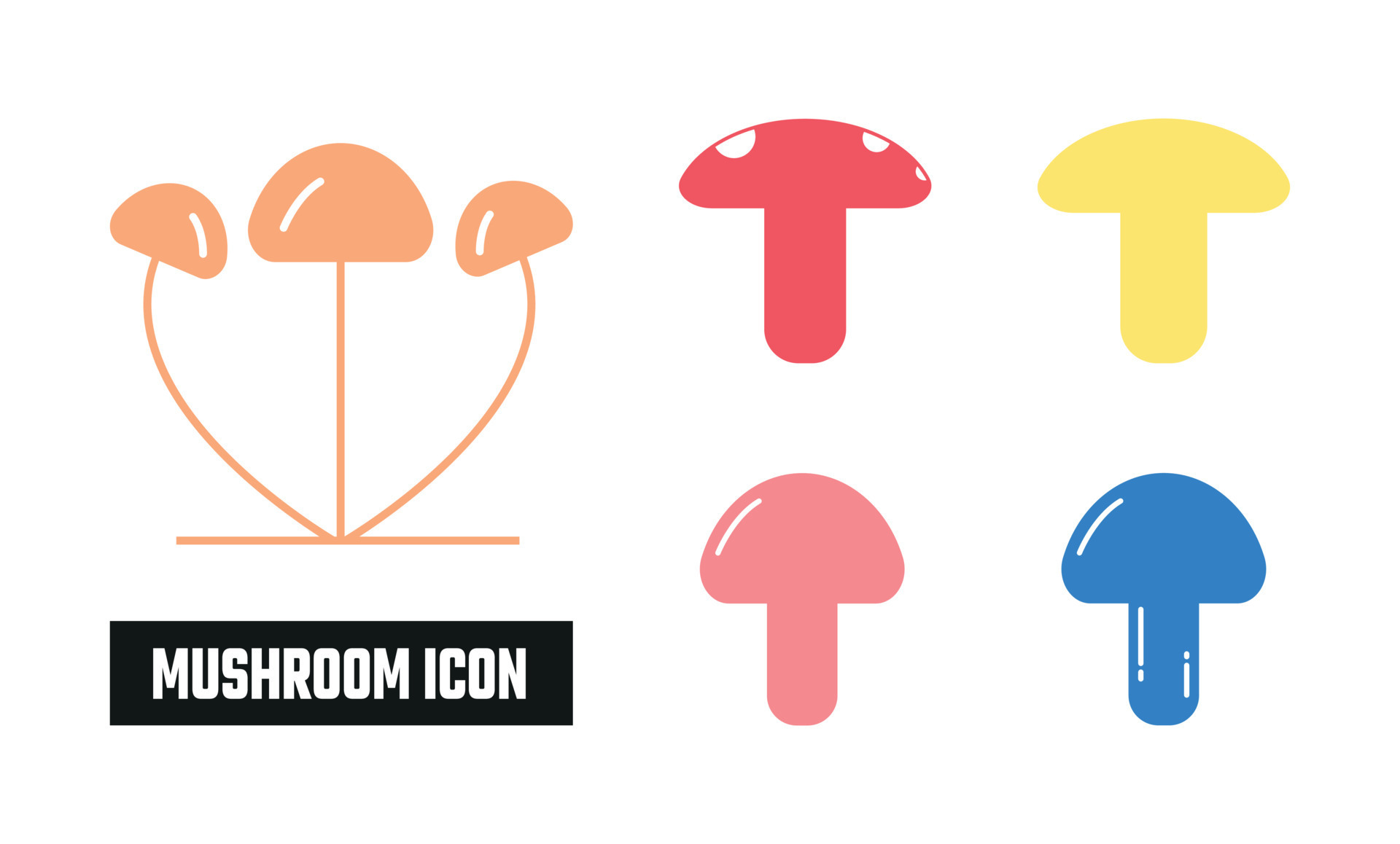 Flat Mushroom Icon Symbol Vector Illustration 24453012 Vector Art at