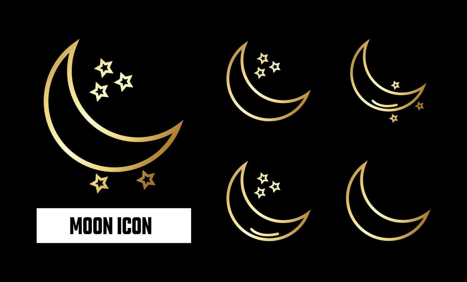 Golden Moon Icon Vector Illustration