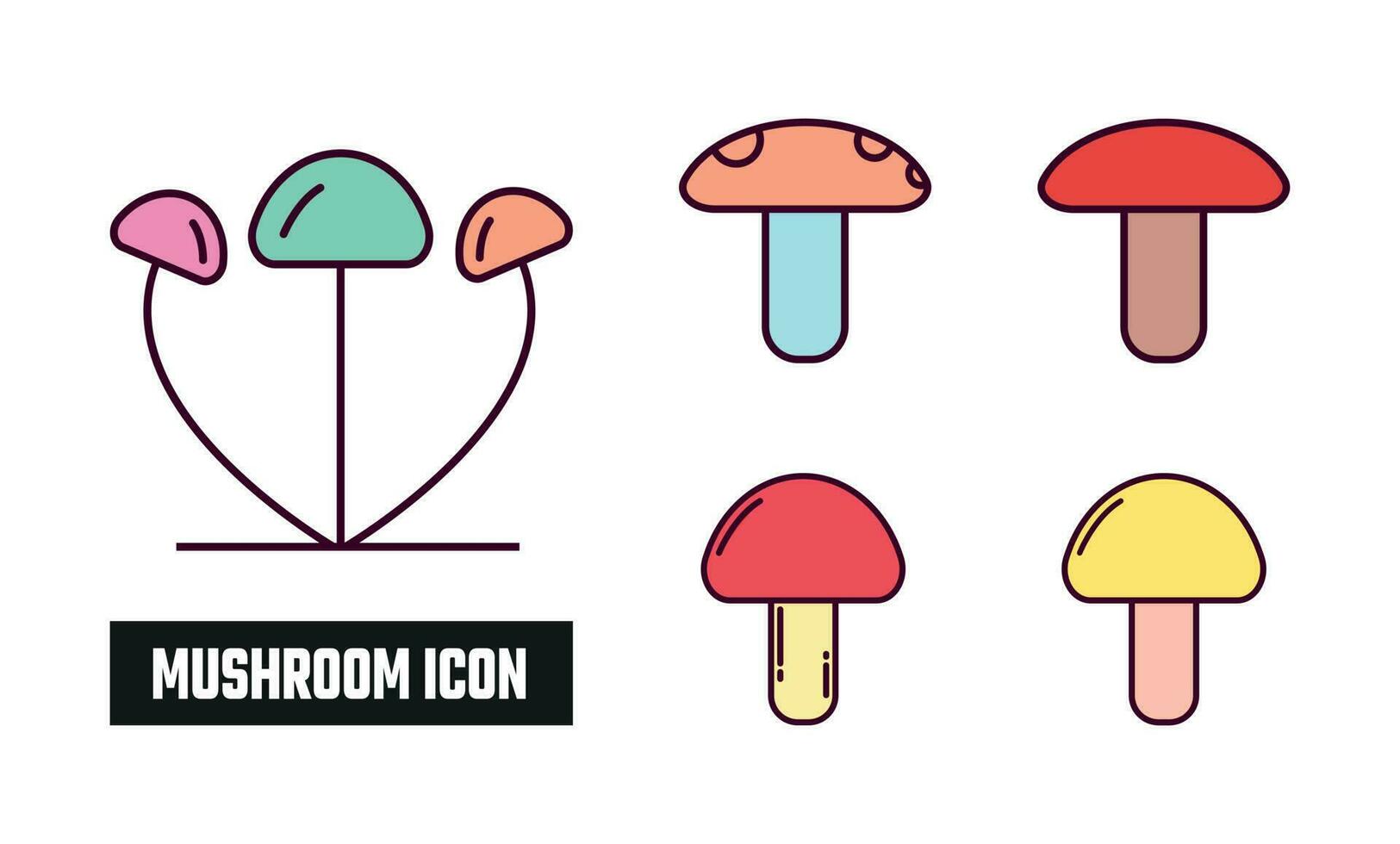 Mushroom Icon Vector Illustration. Mushroom Lineal Color Icon