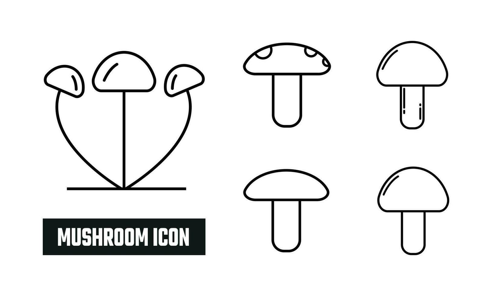 Mushroom Lineal Icon Symbol Vector. Black Outline Mushroom Icon vector