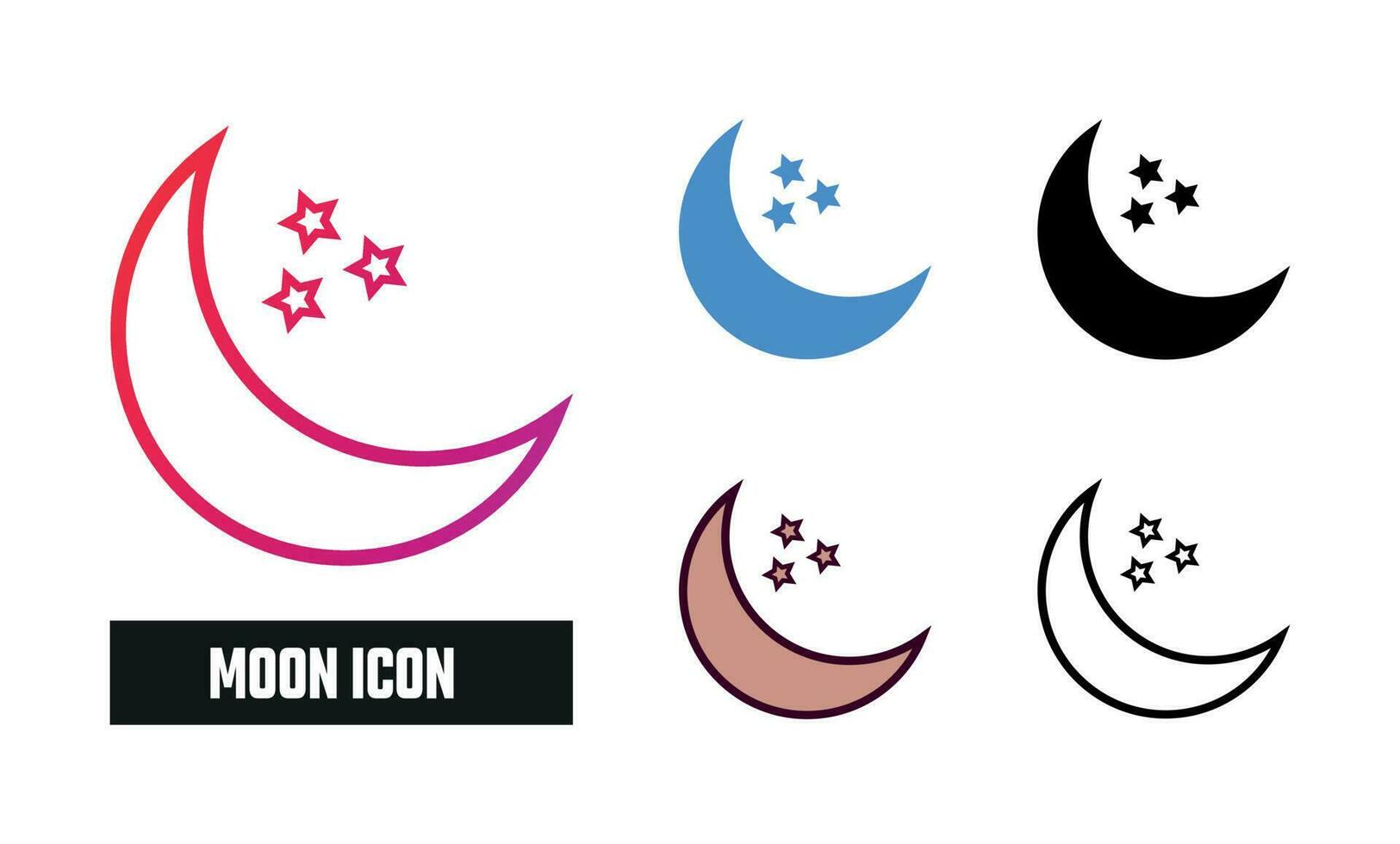 Moon Icon Set Vector Illustration
