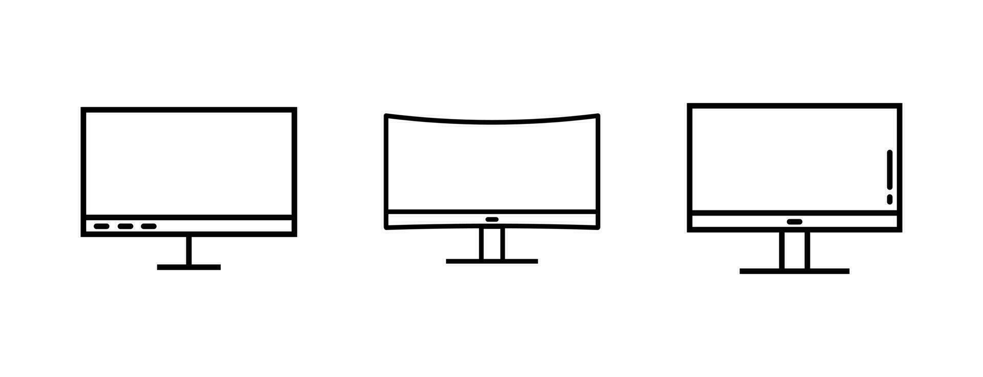 Monitor Screen Lineal Icon Symbol Vector. Black Outline Monitor Screen Icon vector