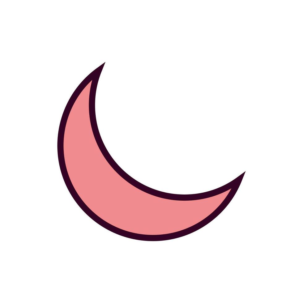 Moon Icon Vector Illustration. Moon Lineal Color Icon