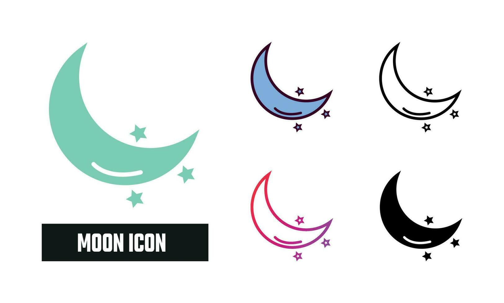 Moon Icon Set Vector Illustration