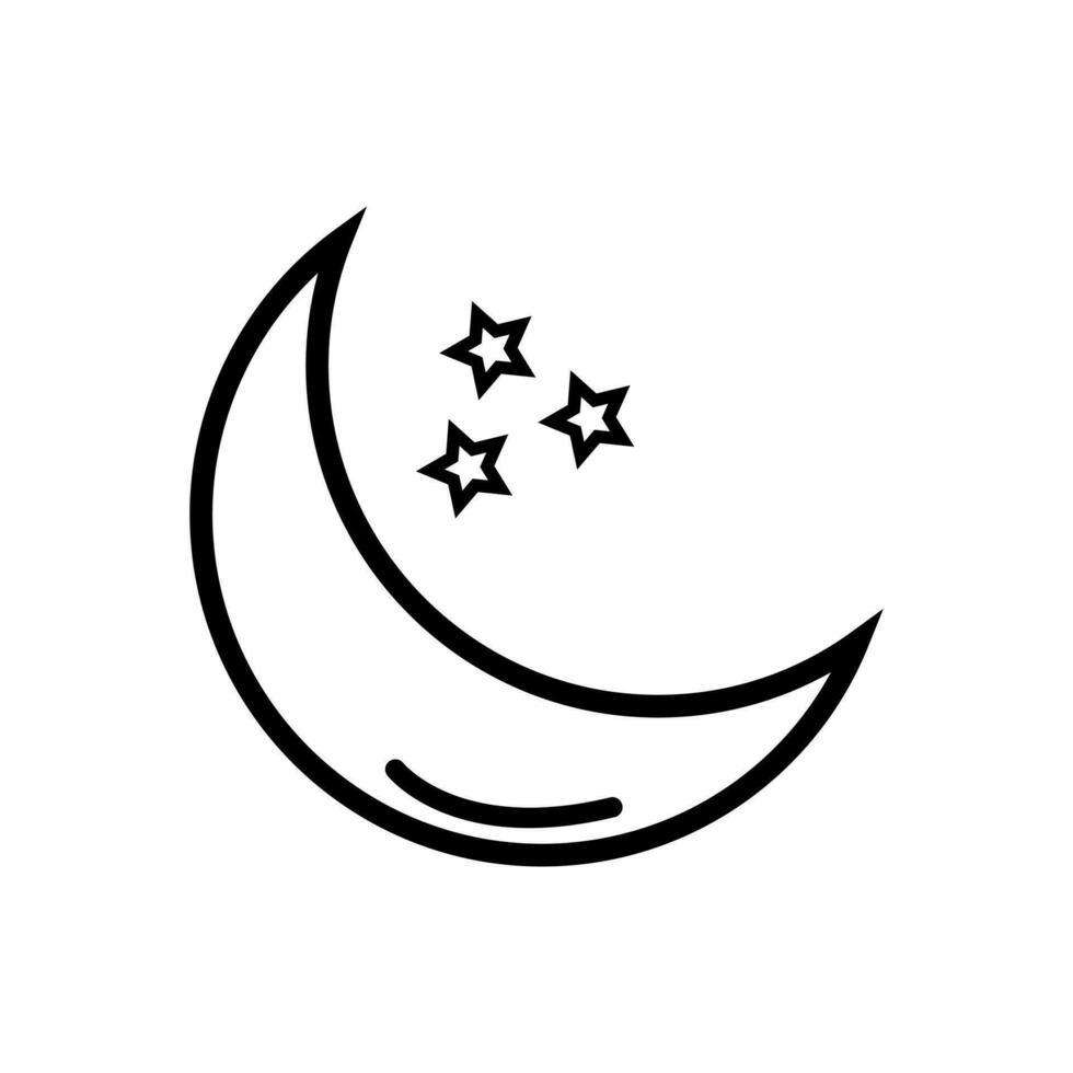 Moon Lineal Icon Symbol Vector. Black Outline Moon Icon vector