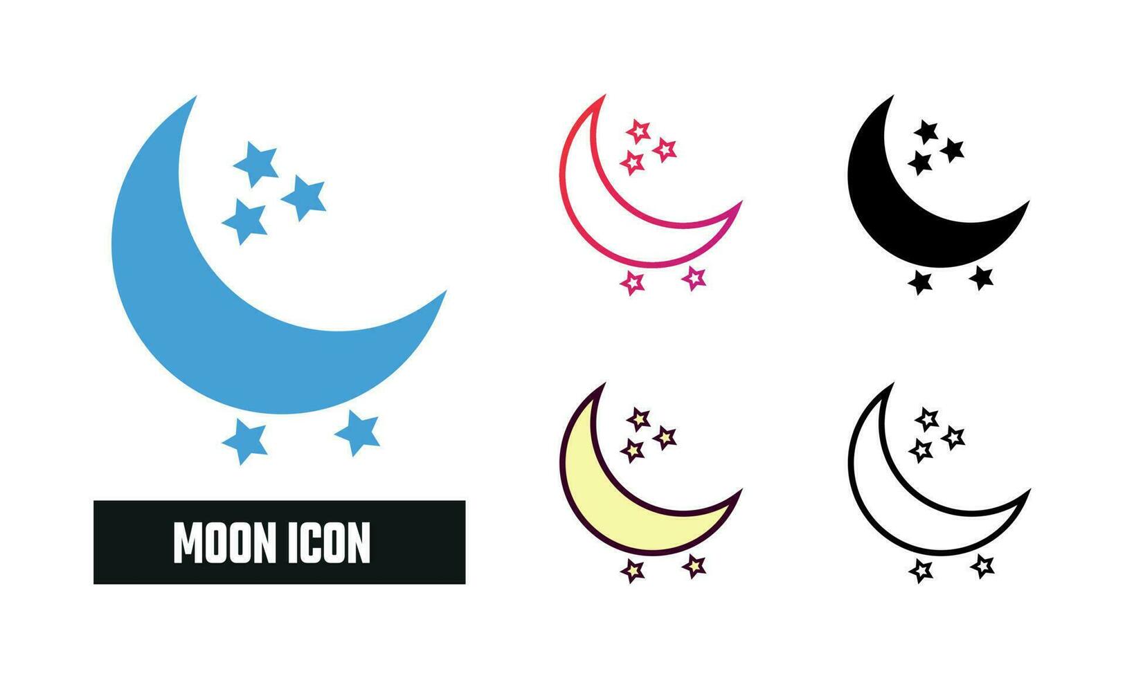 Moon Icon Set Vector Illustration