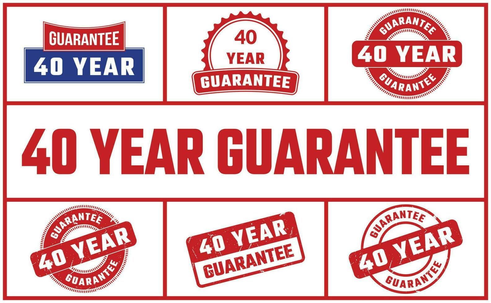 40 Year Guarantee Rubber Stamp Set vector