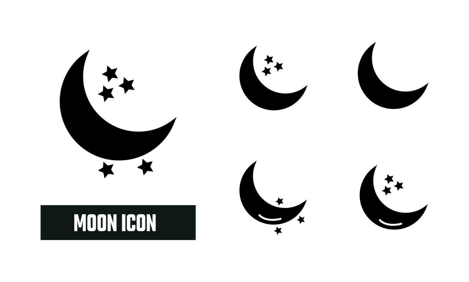 Moon Fill Icon Symbol Vector. Black Glyph Moon Icon vector