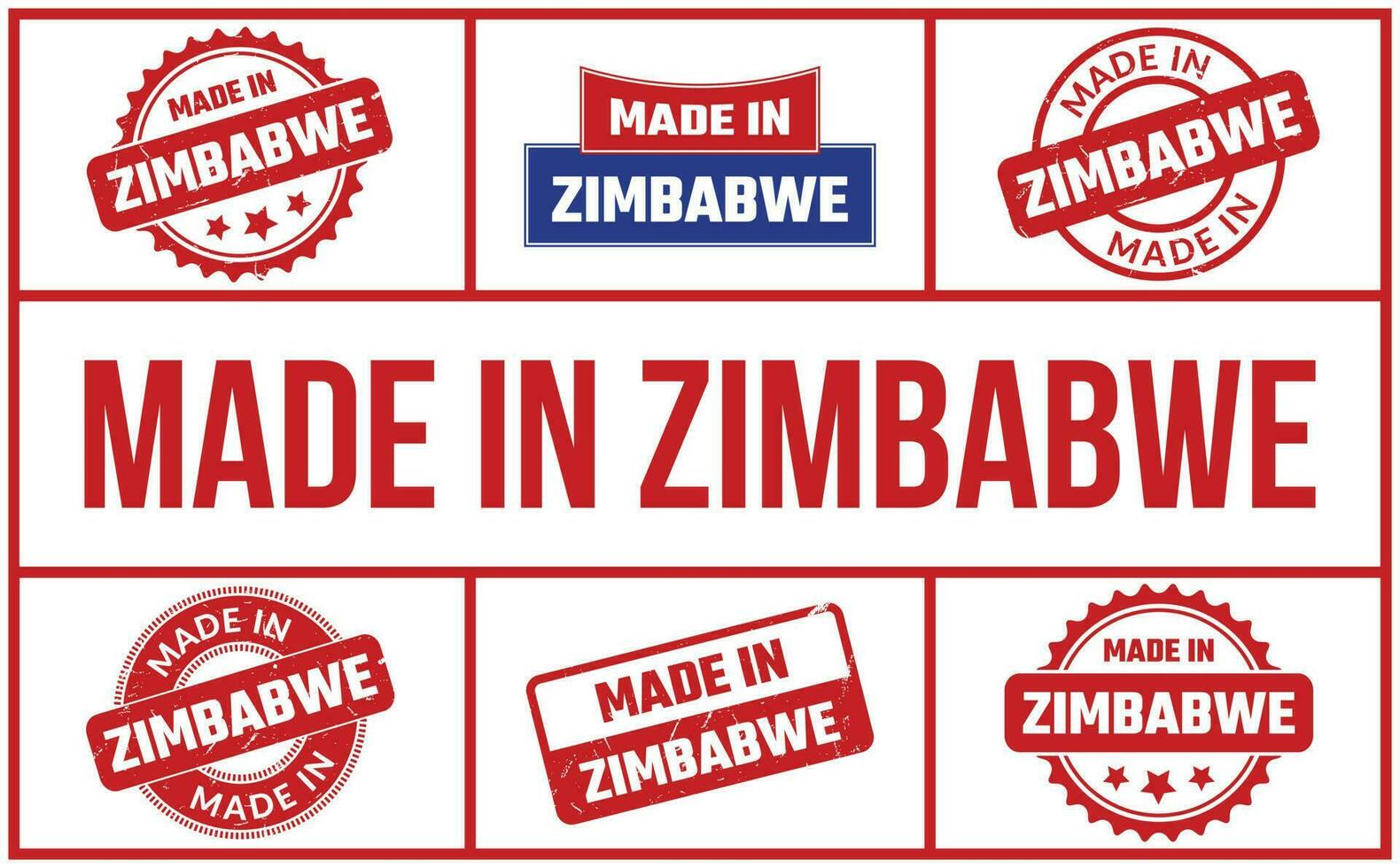 Made In Zimbabwe Rubber Stamp Set vector