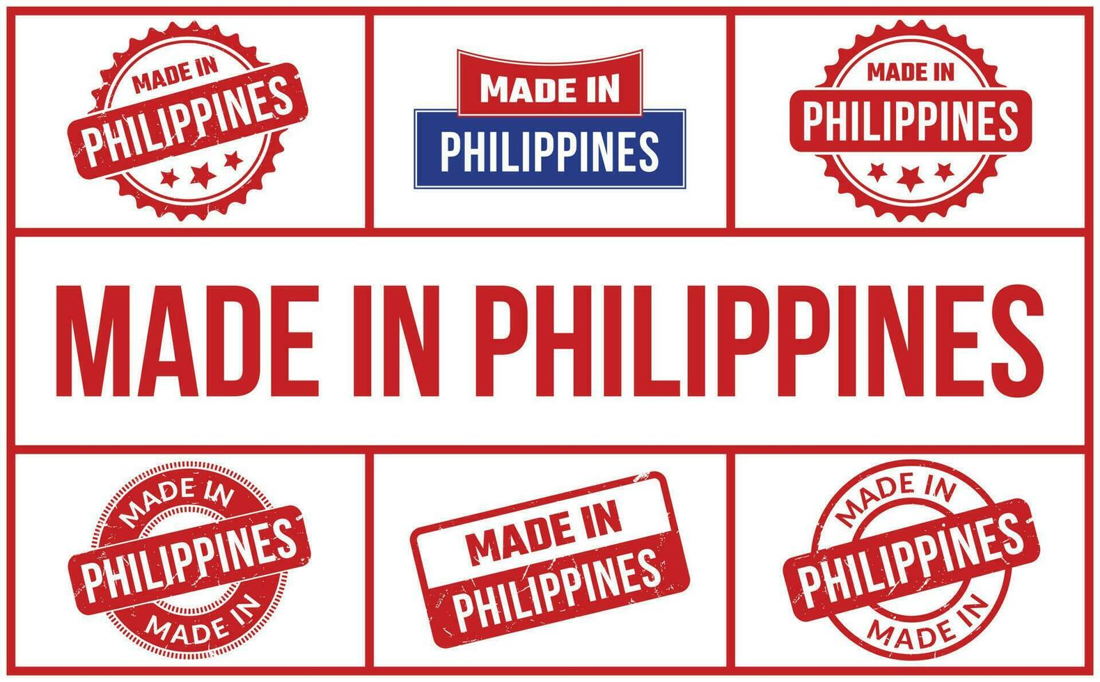 Made In Philippines Rubber Stamp Set vector