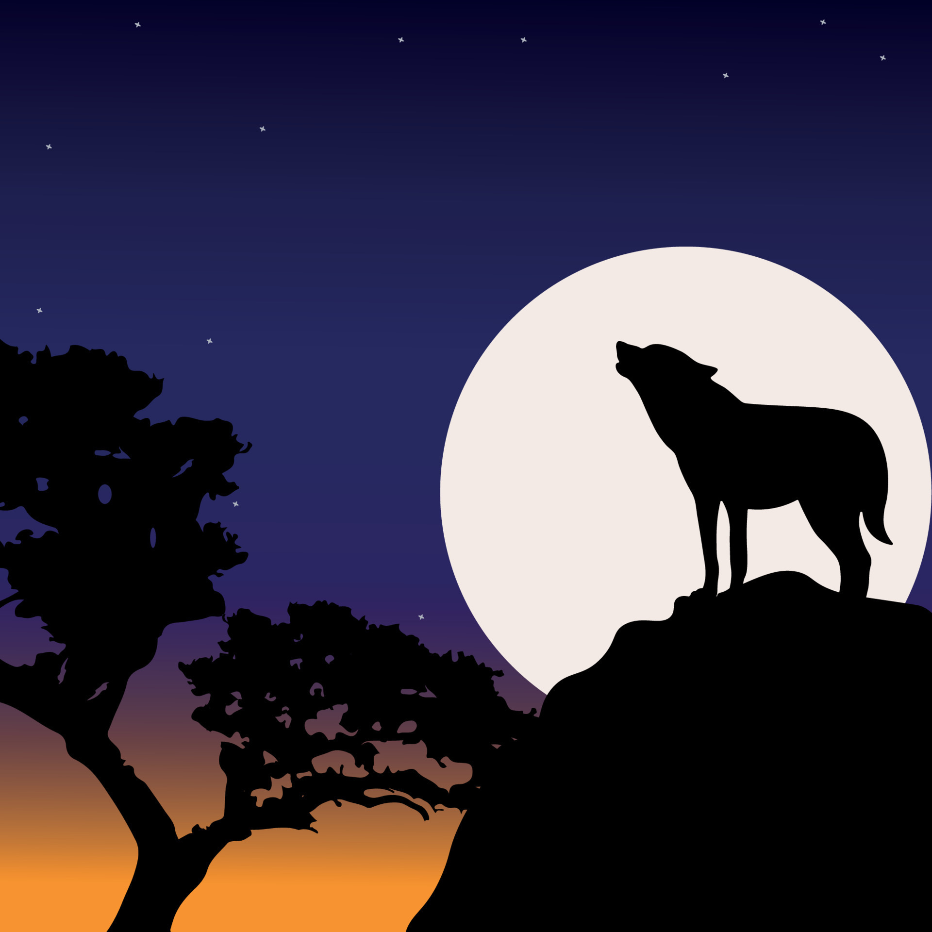 silhouette art illustration of a wolf howling at night 24453307 Vector Art  at Vecteezy