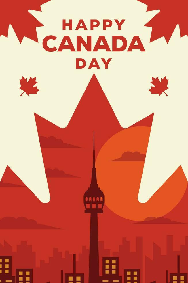 contento Canadá día vertical bandera ilustración diseño vector