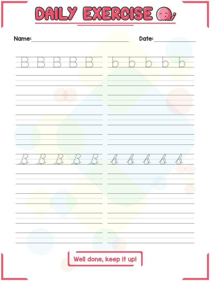 Back to School Regular and Cursive alphabet Letter Tracing Practice and Handwriting Exercise for Primary and Kindergarten Kids vector