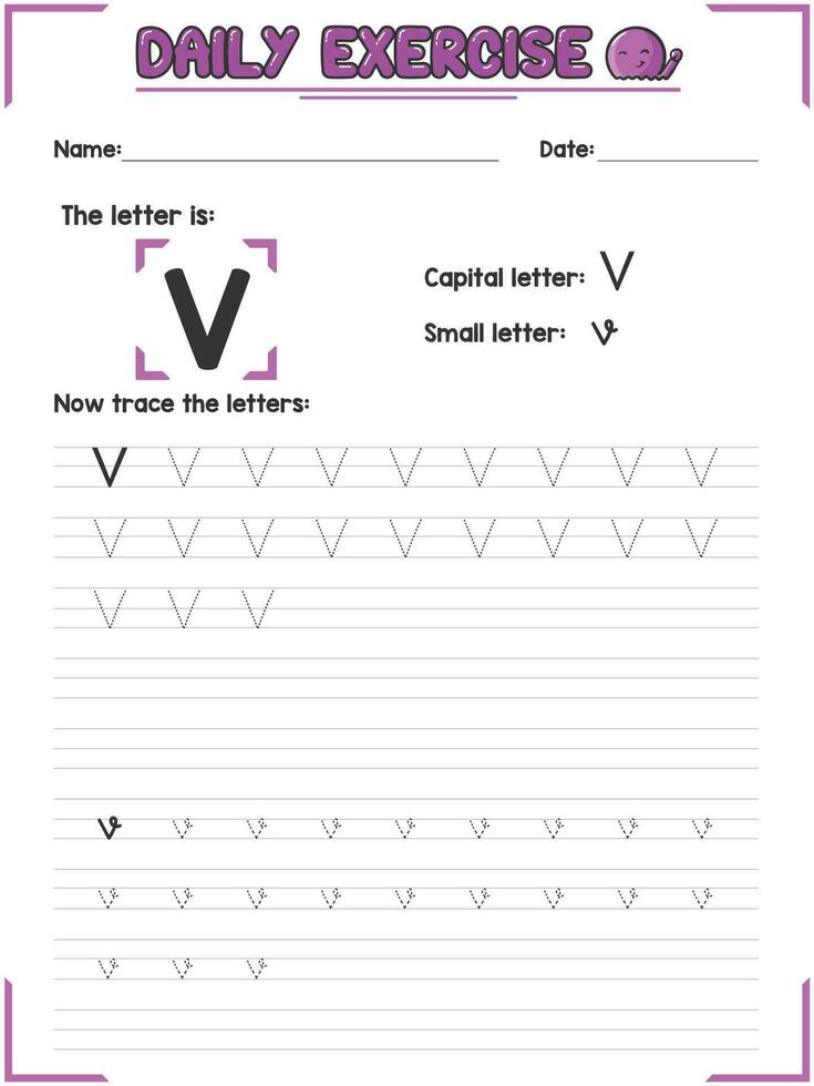 Cursive Alphabet Letter Tracing Practice and Handwriting Exercise for Primary and Kindergarten School Kids vector