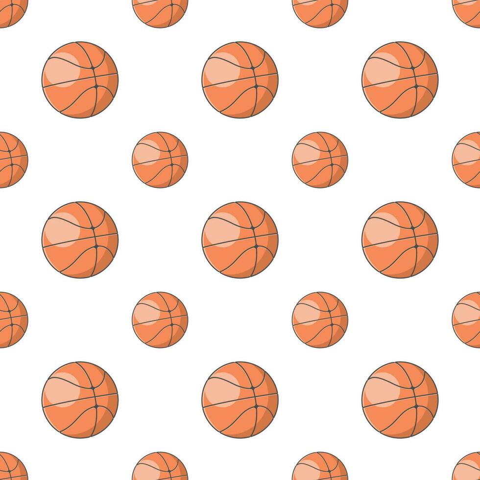 Basketball pattern with orange color and white background in flat style for creative or print. Seamless repeat pattern vector