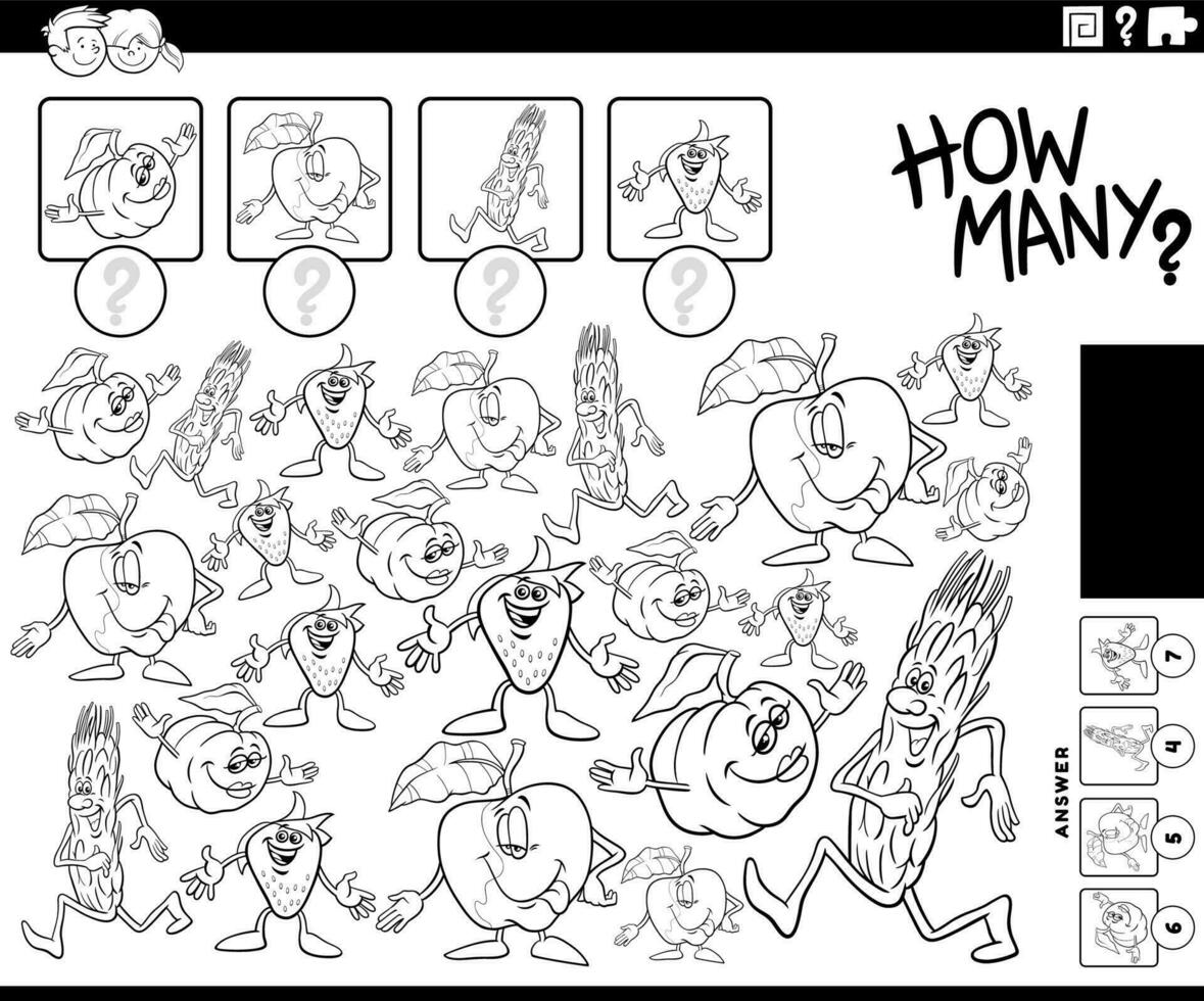 how many cartoon robots counting game coloring page vector