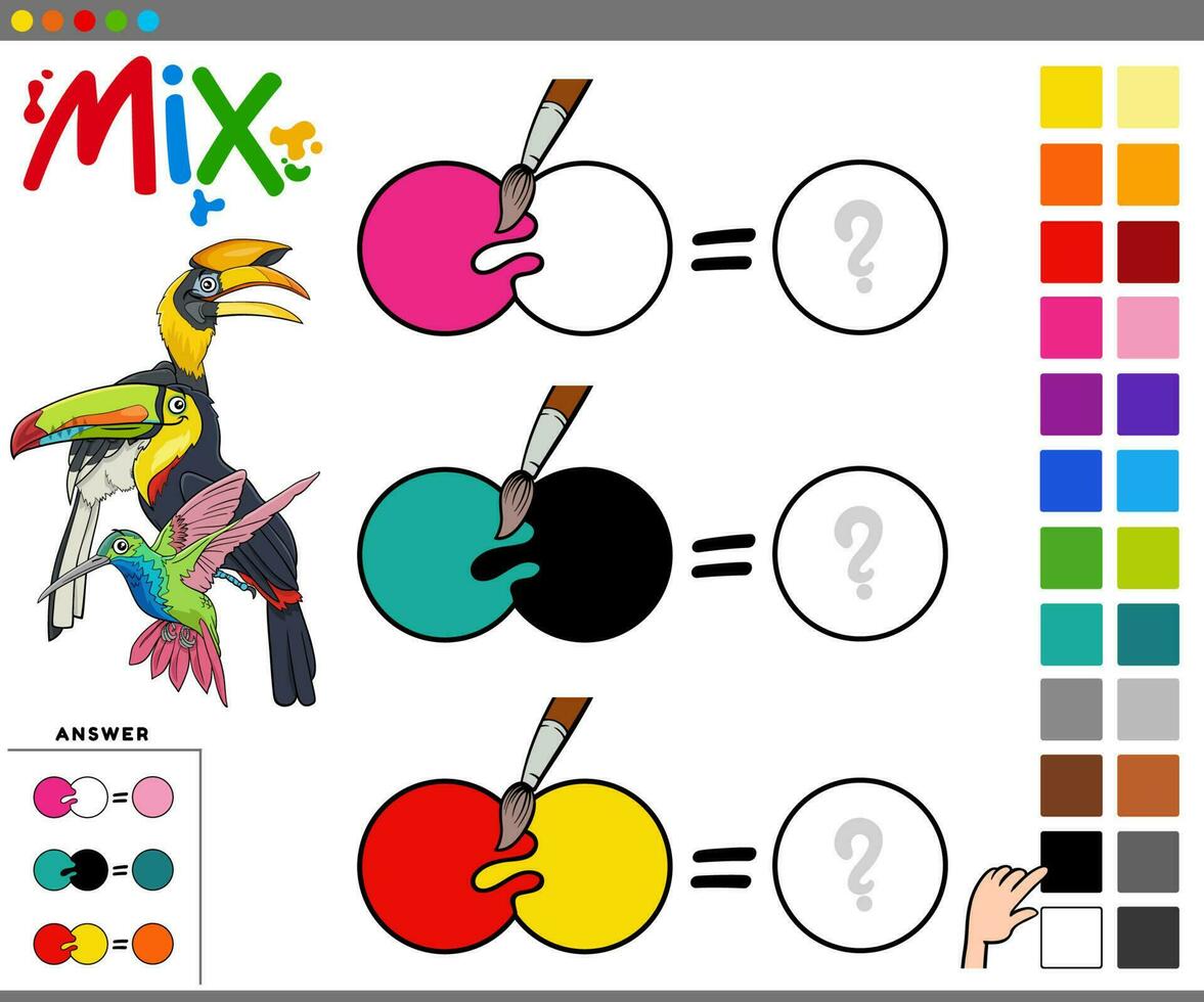 mixing colors educational cartoon activity for children vector