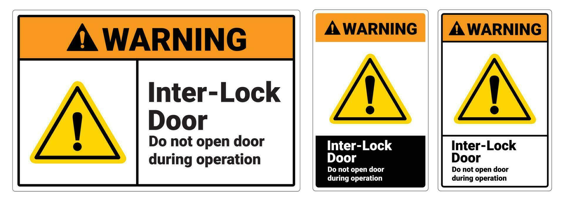 Safety sign Inter lock door do not open door during operation cation danger vector