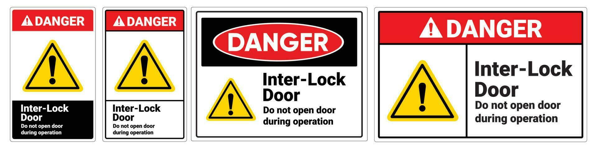 Safety sign Inter lock door do not open door during operation vector