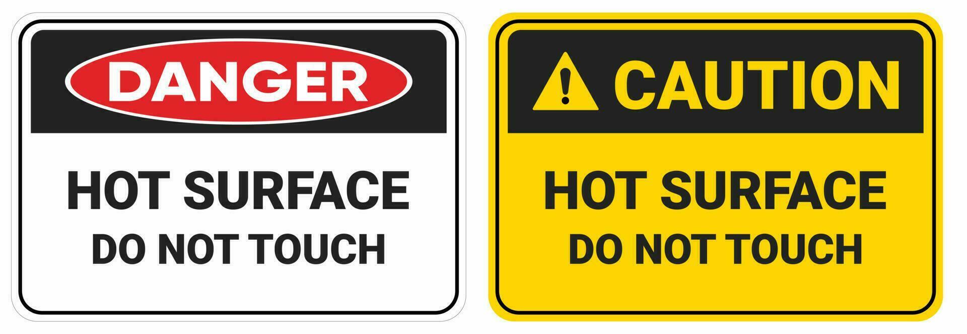 la seguridad firmar caliente superficie hacer no tocar. firmar advertencia, precaución y peligro aislar en amarillo antecedentes etiqueta. eps10 vector