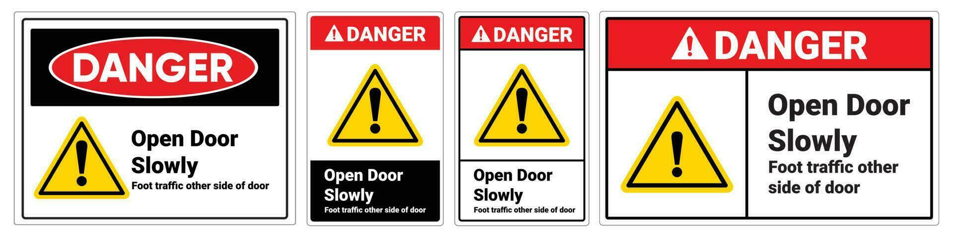 Safety sign Open door slowly, foot traffic other side of door danger vector