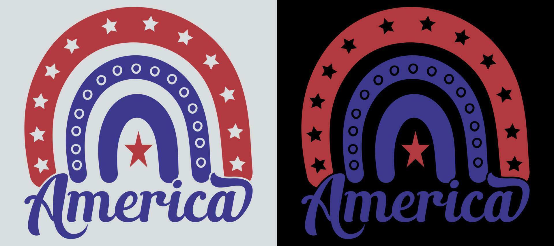 America arcoíris, 4to de julio, clipart dibujos animados vintage-retro estilo para 4to de julio bandera, póster, tarjeta, t camisa, pegatina vector