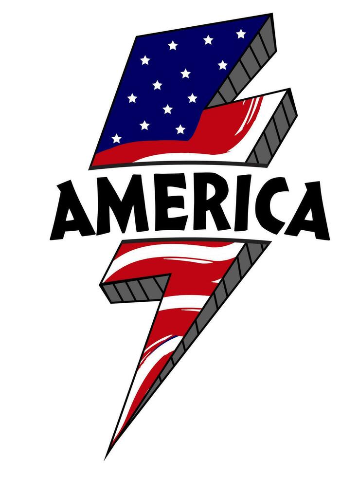 American thunder, lightning, America t-shirt design, America typography, 4th of July t-shirt design vector