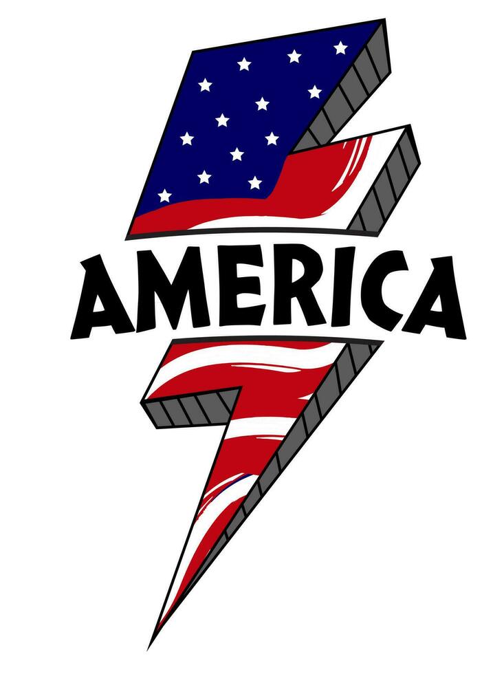 americano trueno, iluminación, America camiseta diseño, America tipografía, 4to de julio camiseta diseño vector