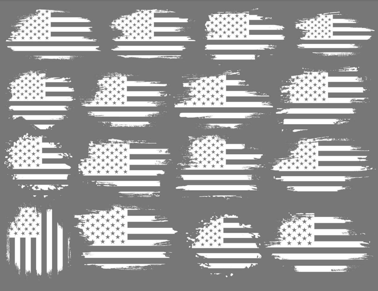 grunge USA flag set vector, grunge, flag, silhouette, independence, July, 4th of July, 4th July, flag silhouette vector