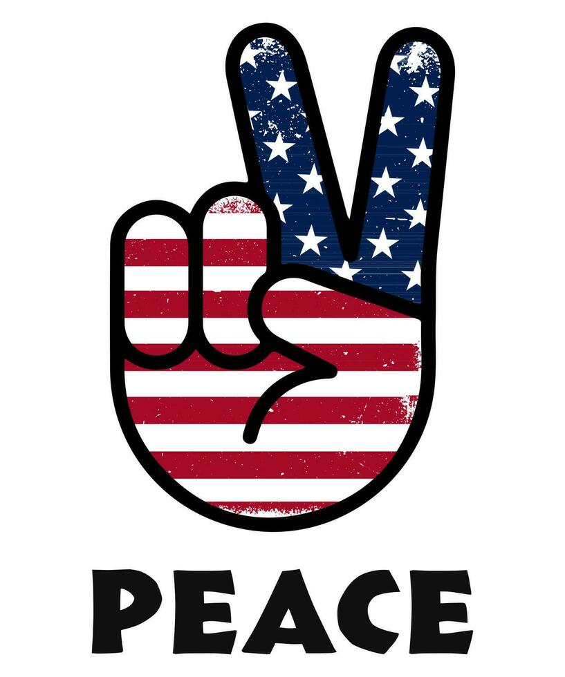 America victory finger, t-shirt graphics, USA Patriotic Peace Sign vector