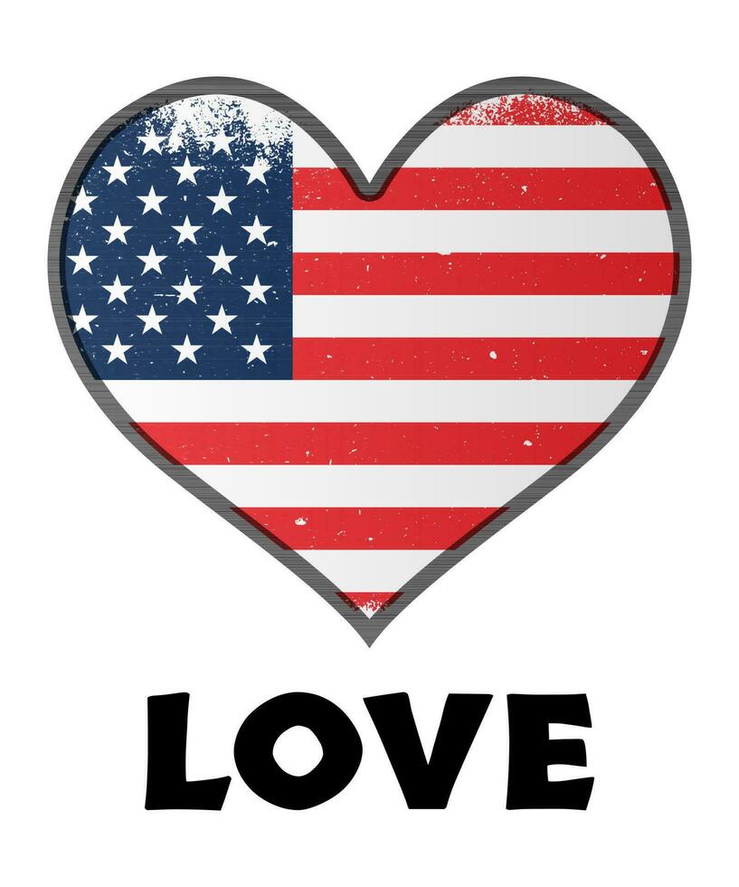 American flag in heart vector illustration