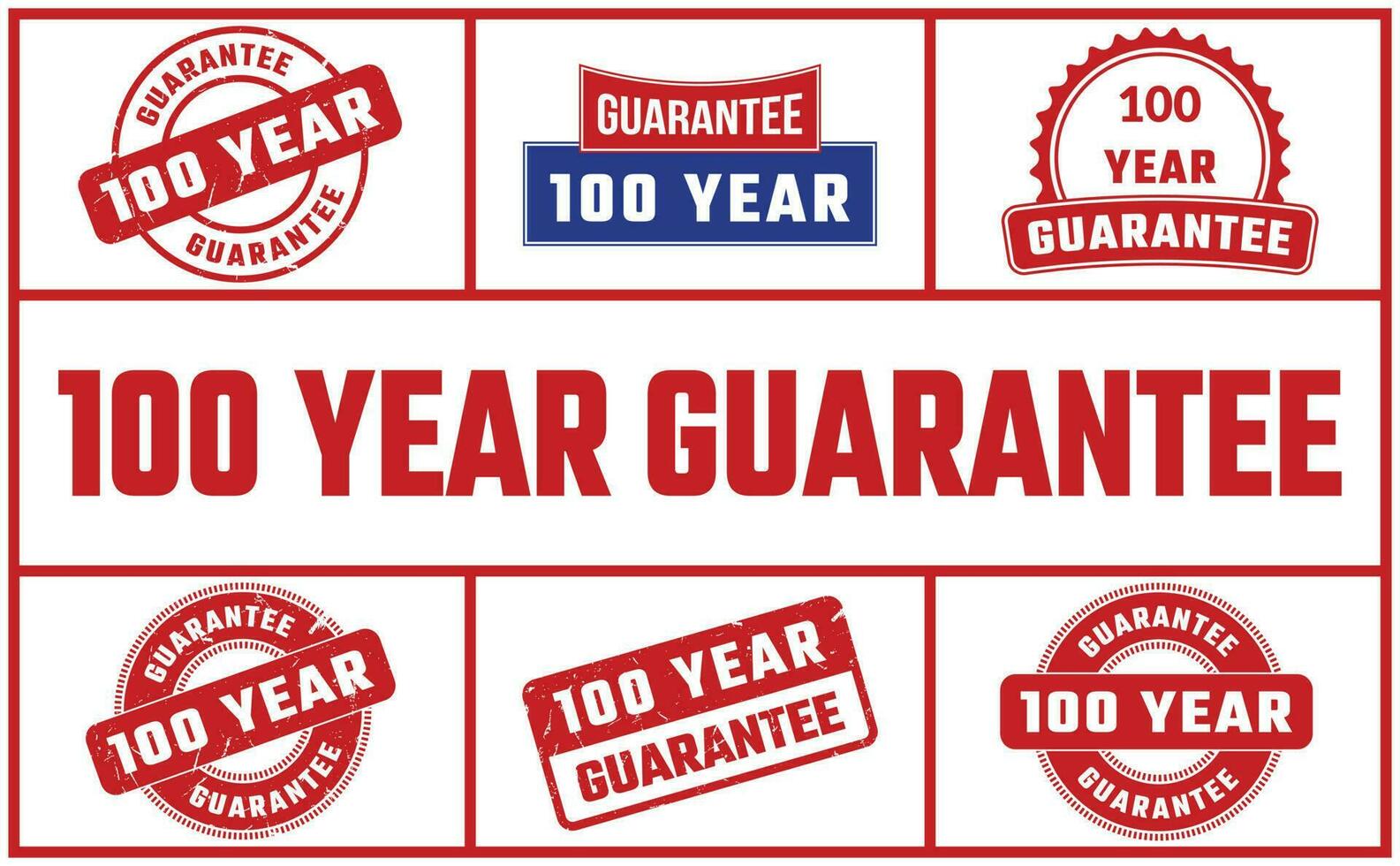100 Year Guarantee Rubber Stamp Set vector