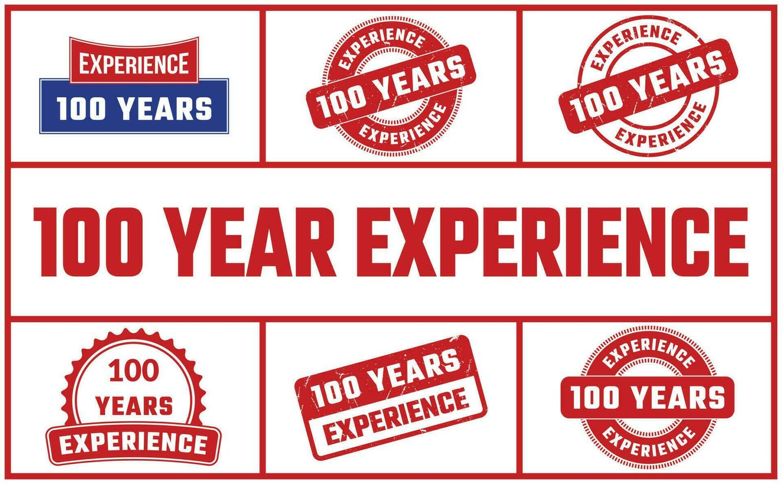 100 Years Experience Rubber Stamp Set vector