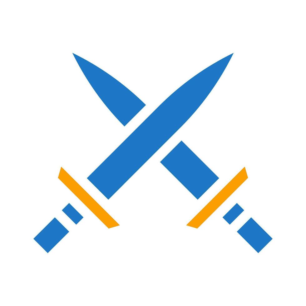 espada munición icono sólido azul naranja azul color militar símbolo Perfecto. vector