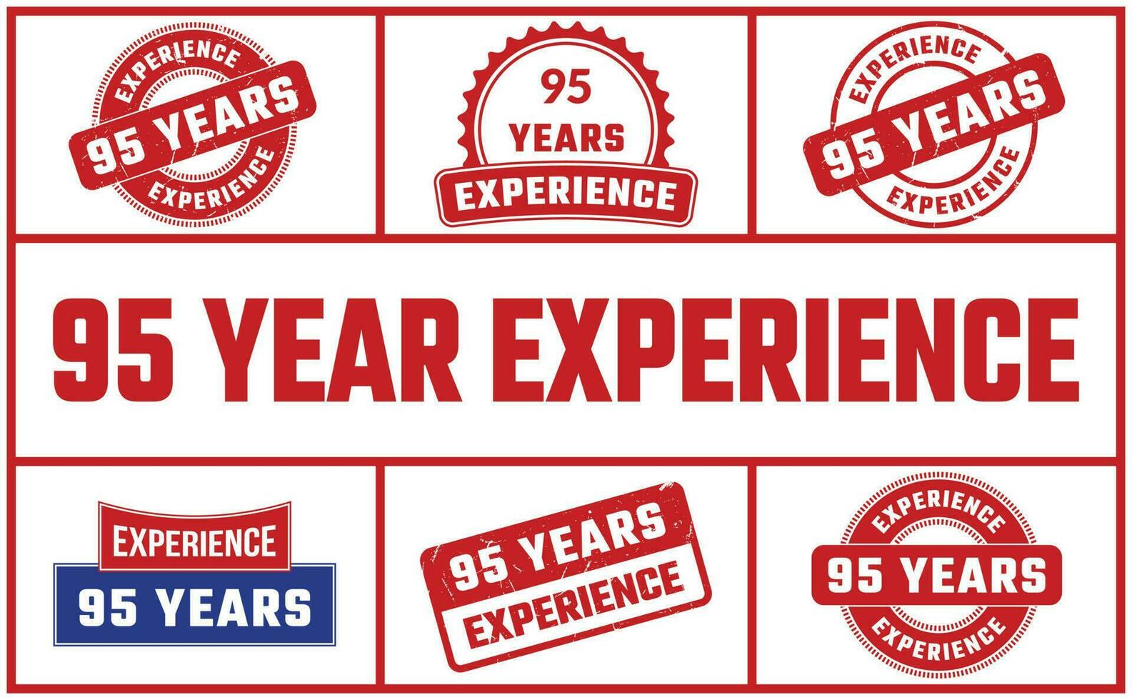 95 Years Experience Rubber Stamp Set vector