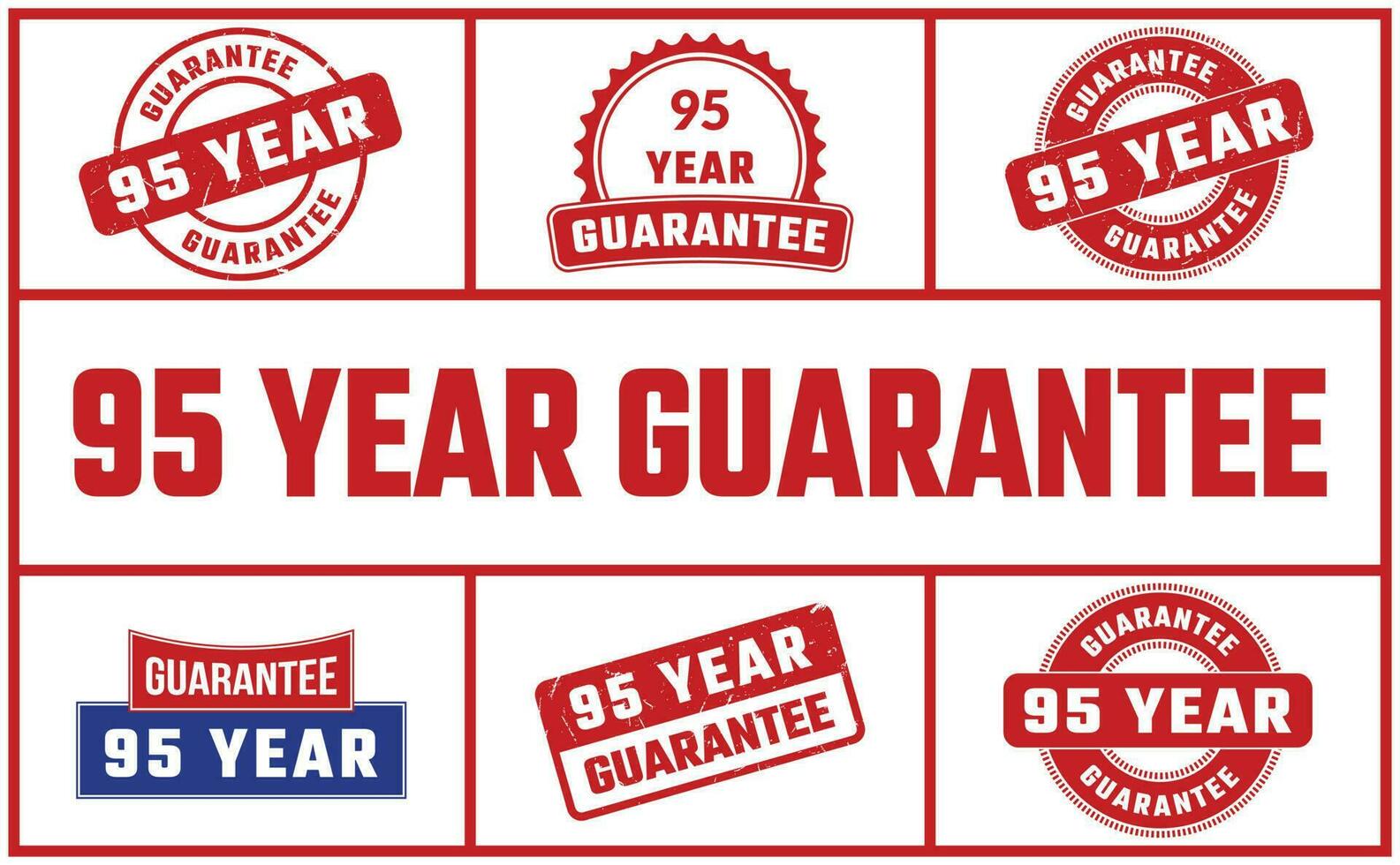 95 Year Guarantee Rubber Stamp Set vector