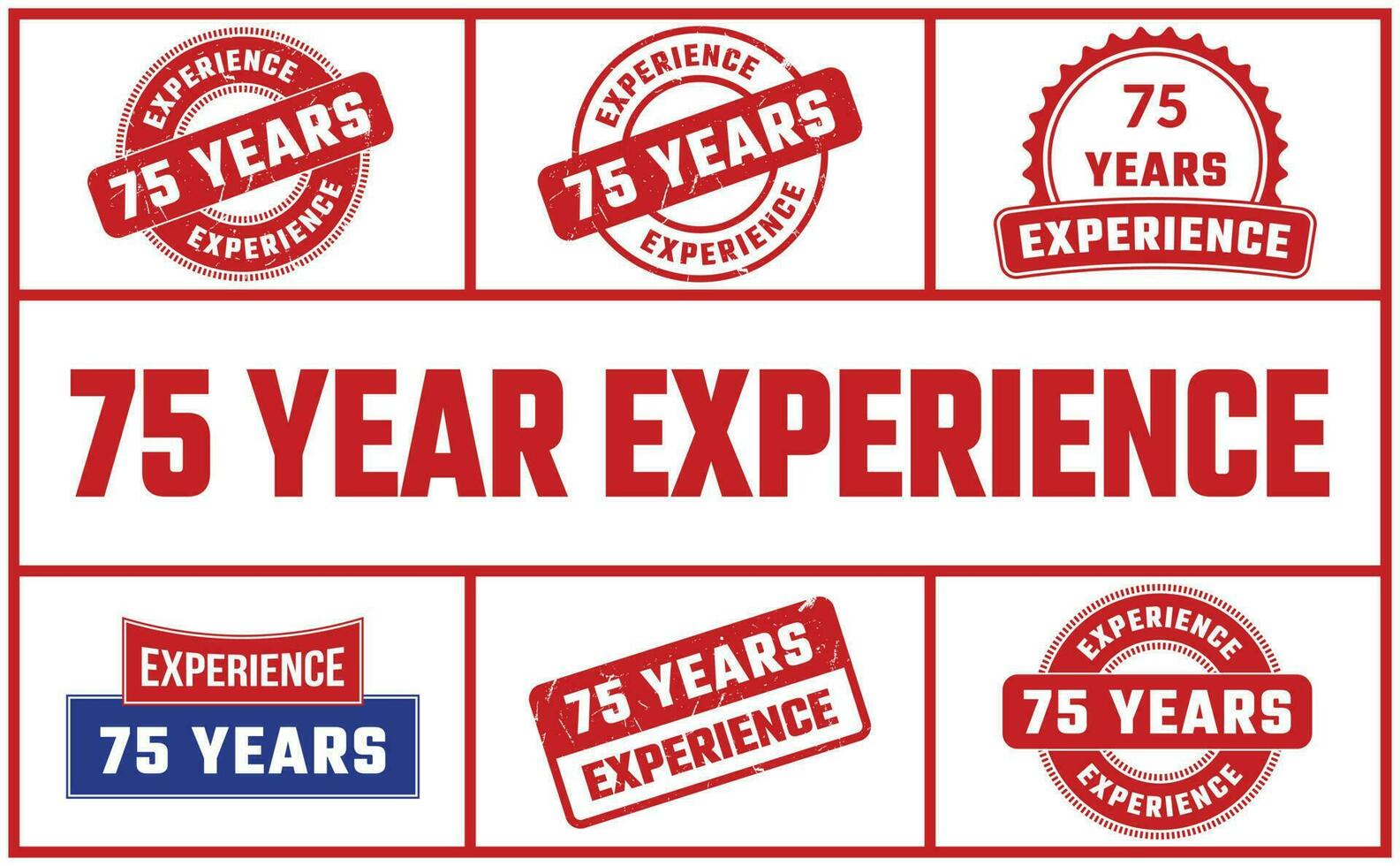 75 Years Experience Rubber Stamp Set vector