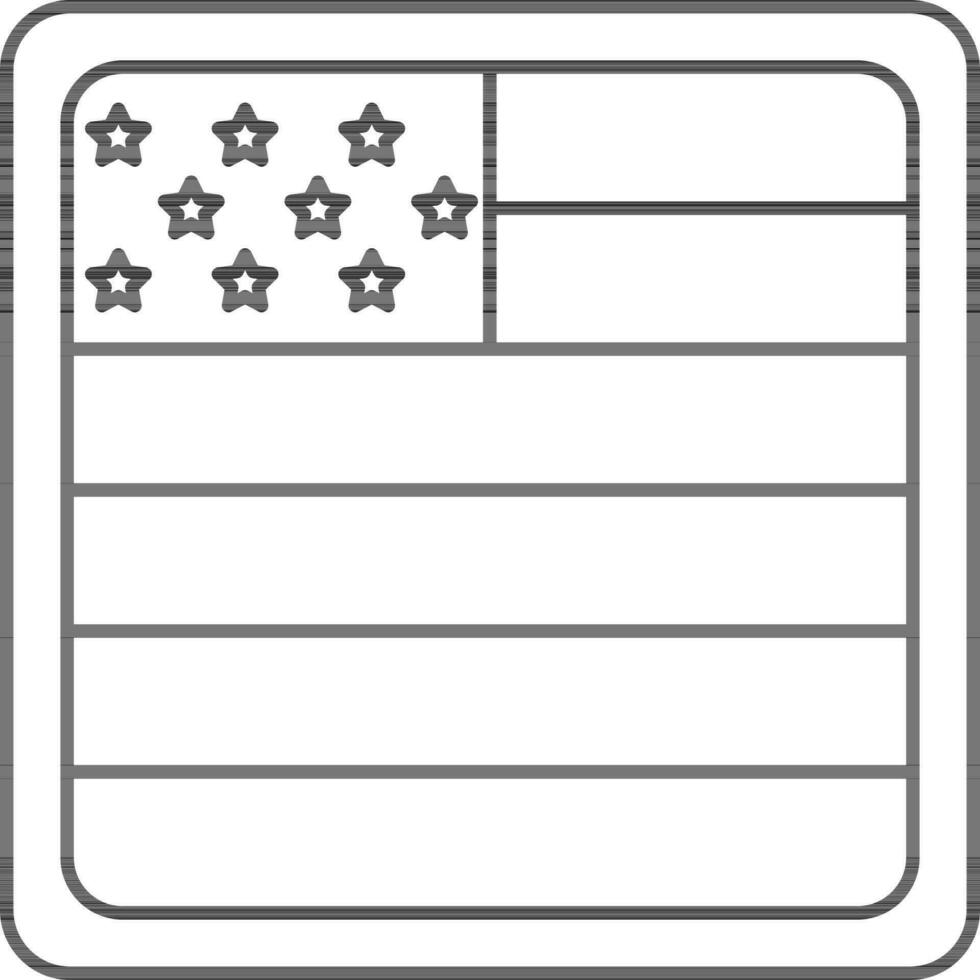 American Flag Badge Icon In Black Line Art. vector