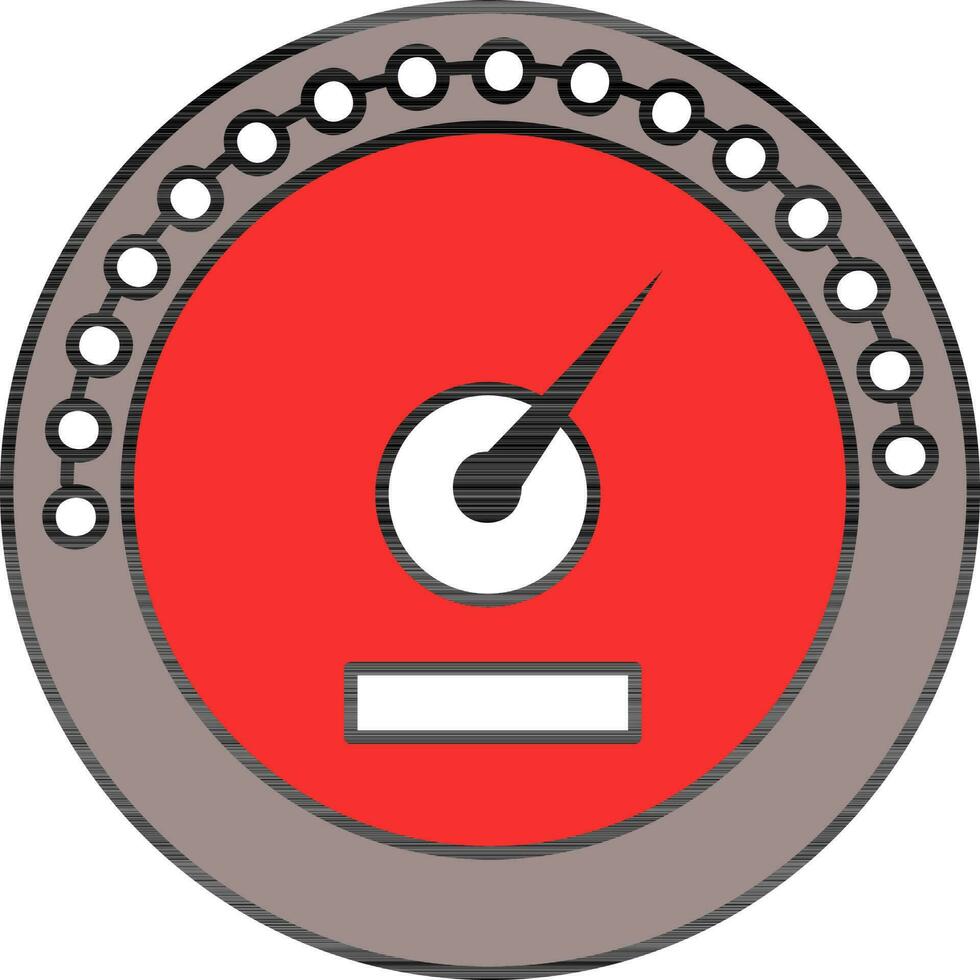 Speedometer Icon In Red And Gray Color. vector