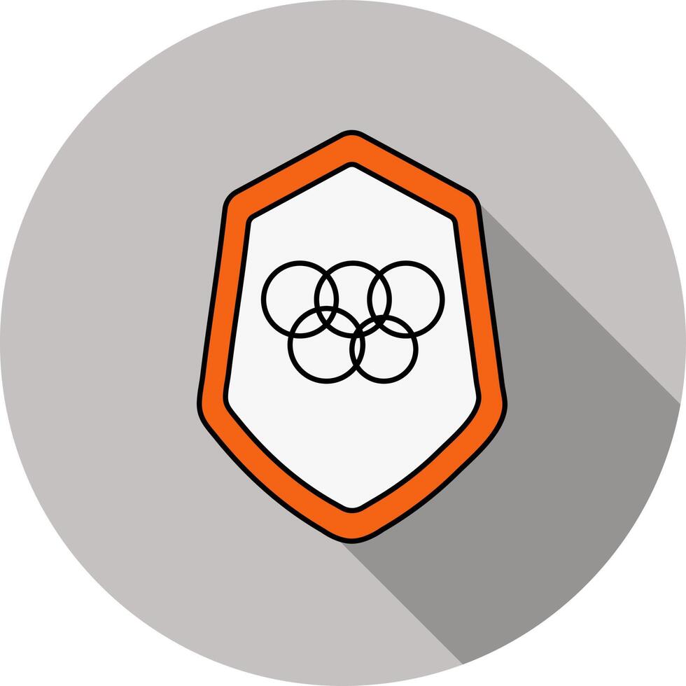 Olympic Shield Icon In Orange And White Color. vector