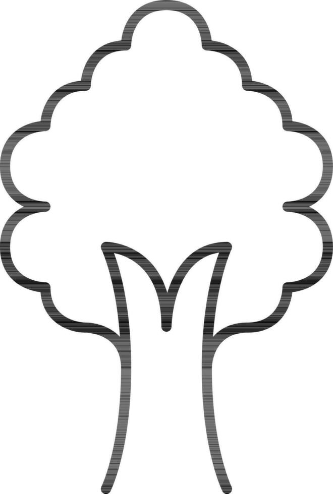 Black Stroke Tree Icon In Flat Style. vector