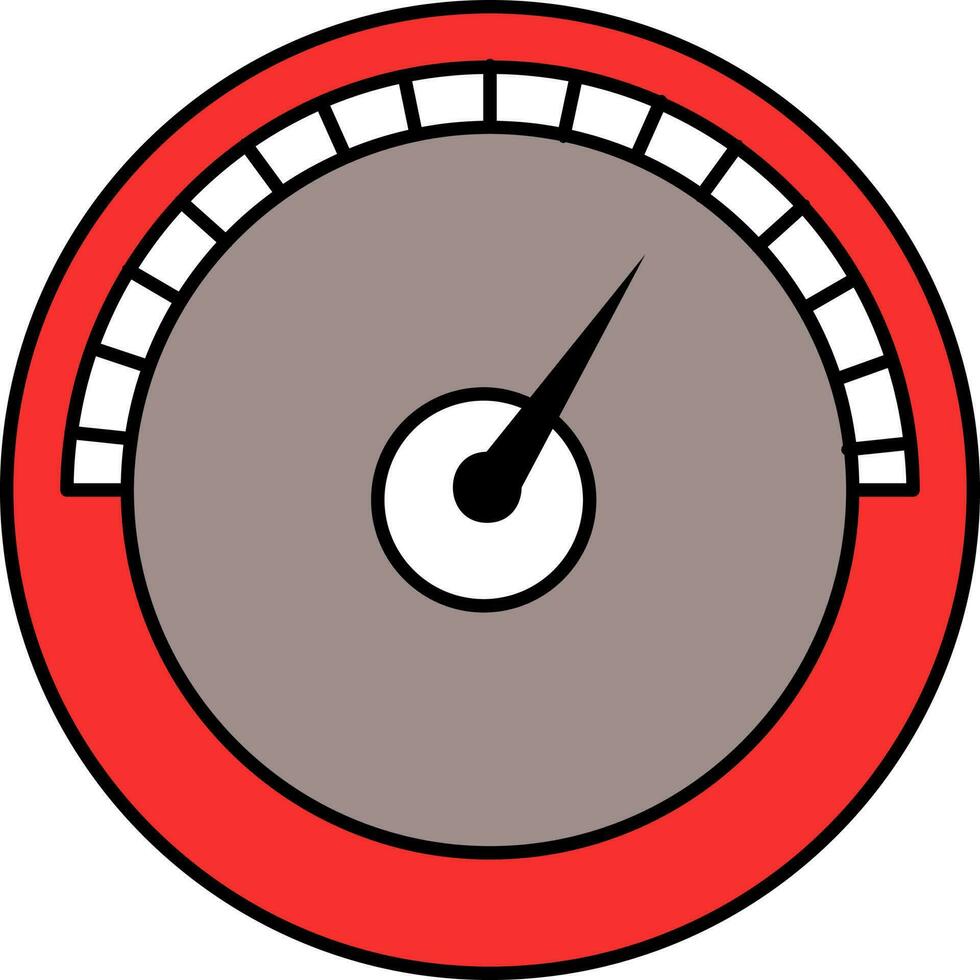 Speedometer Icon In Red And Gray Color. vector