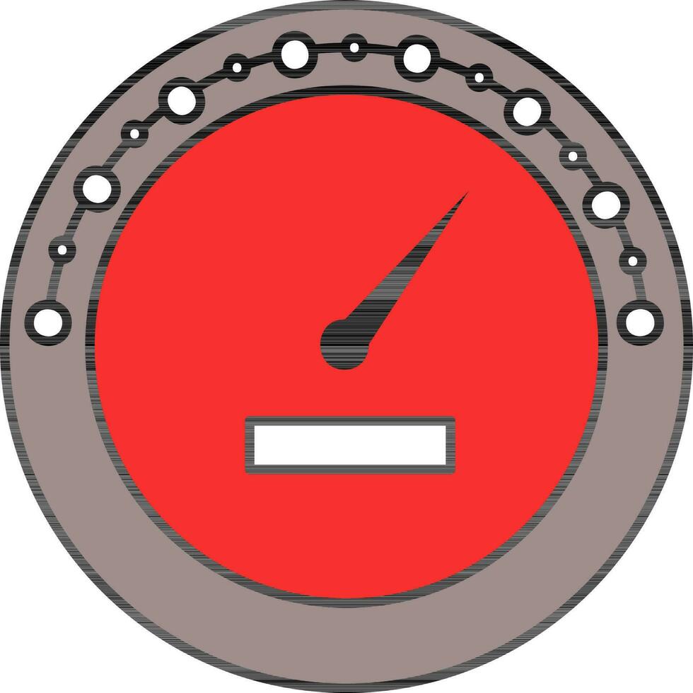 Red And Gray Color Speedometer Icon. vector
