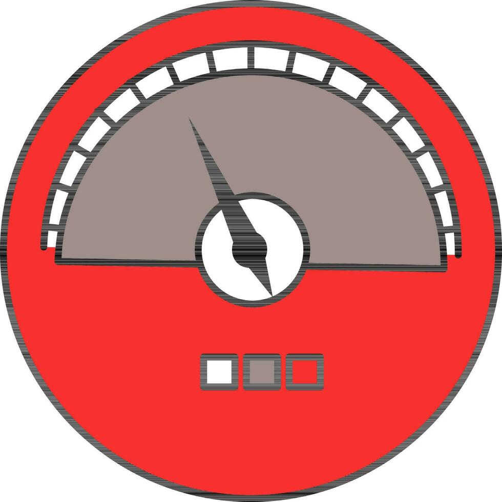 Speedometer Icon In Red And Gray Color. vector