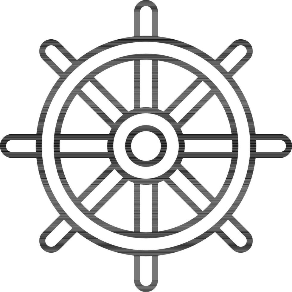 Flat Style Dharamachakra Line Art Icon. vector