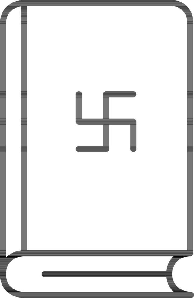 Swastika Symbol Book Black Outline Icon. vector