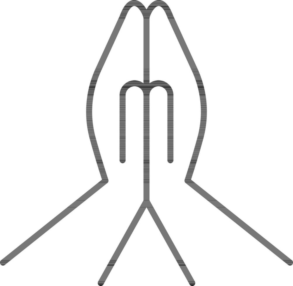 Hindu Culture Praying Hands Icon Or Symbol In Line Art. vector