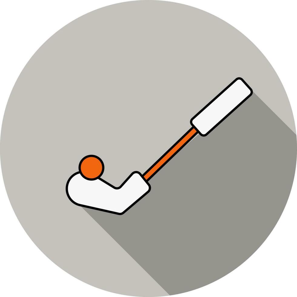 Golf Stick With Ball Icon In Orange And White Color. vector